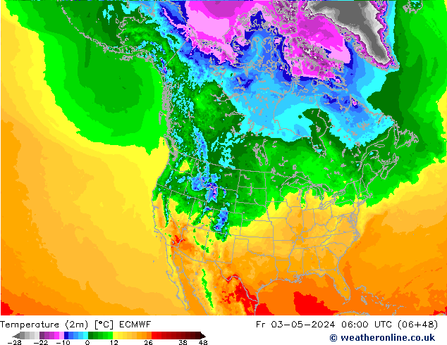 Temperaturkarte (2m) ECMWF Fr 03.05.2024 06 UTC