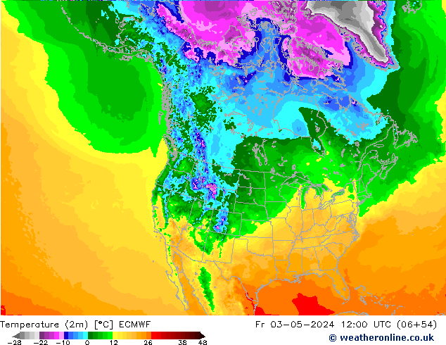 Temperaturkarte (2m) ECMWF Fr 03.05.2024 12 UTC