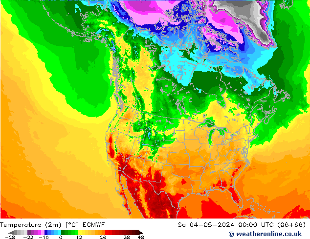 Temperature (2m) ECMWF Sa 04.05.2024 00 UTC