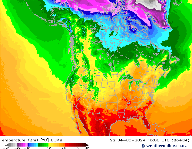 Temperaturkarte (2m) ECMWF Sa 04.05.2024 18 UTC