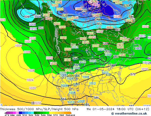 Schichtdicke 500-1000 hPa ECMWF Mi 01.05.2024 18 UTC