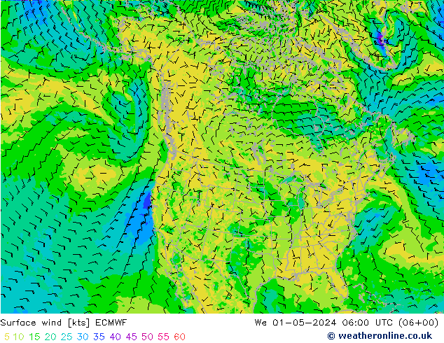 Rüzgar 10 m ECMWF Çar 01.05.2024 06 UTC