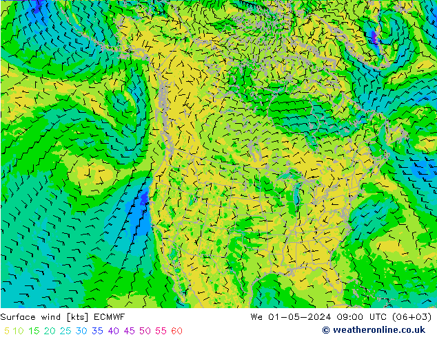 Bodenwind ECMWF Mi 01.05.2024 09 UTC