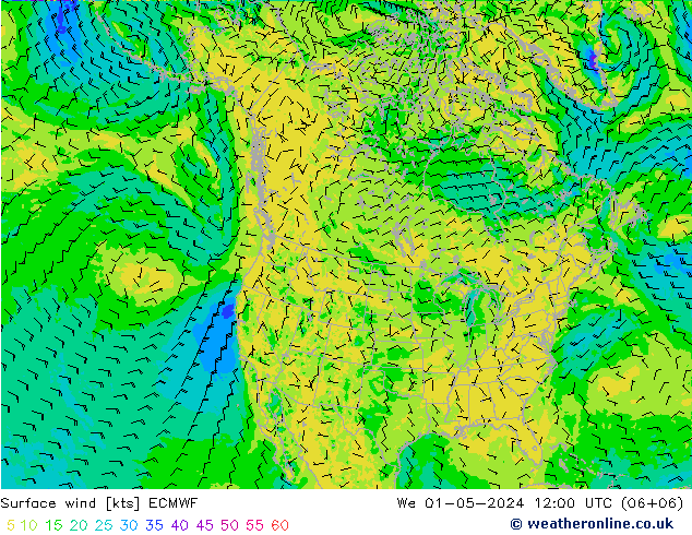 Bodenwind ECMWF Mi 01.05.2024 12 UTC