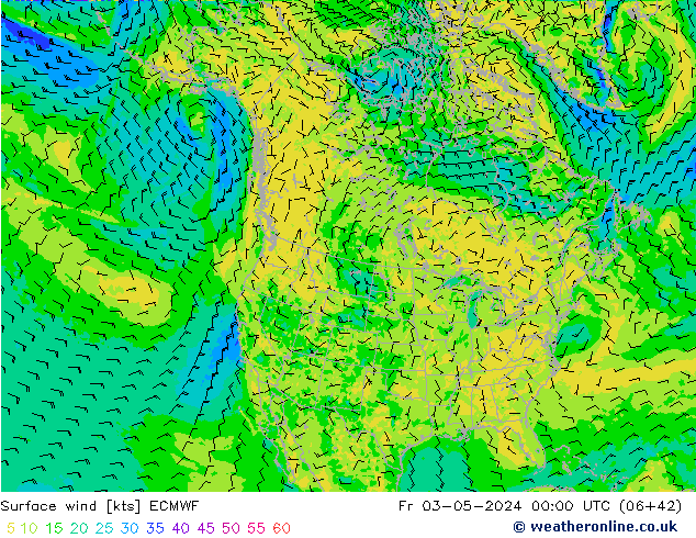 Surface wind ECMWF Fr 03.05.2024 00 UTC