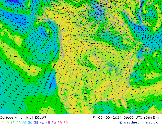 Surface wind ECMWF Fr 03.05.2024 09 UTC