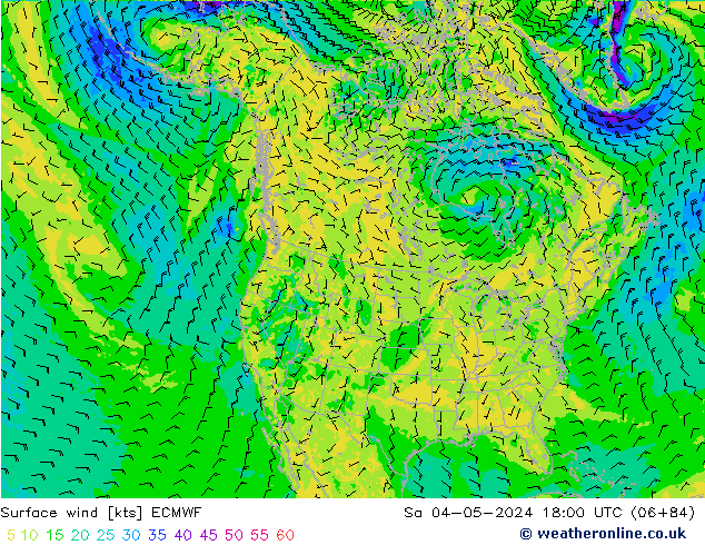 Surface wind ECMWF Sa 04.05.2024 18 UTC