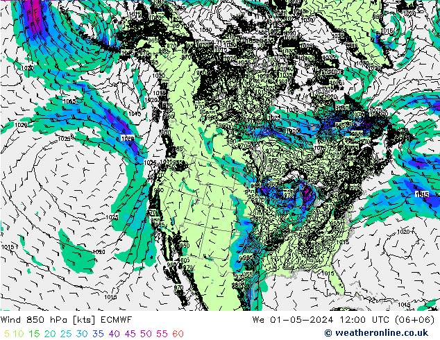 Wind 850 hPa ECMWF Mi 01.05.2024 12 UTC