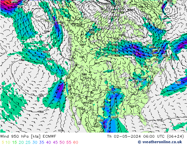 Wind 950 hPa ECMWF Th 02.05.2024 06 UTC