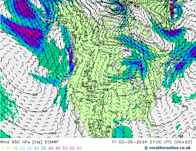 Viento 950 hPa ECMWF vie 03.05.2024 21 UTC