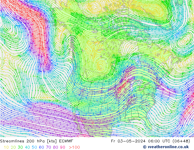 Stromlinien 200 hPa ECMWF Fr 03.05.2024 06 UTC