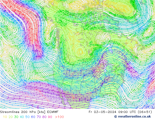 Stromlinien 200 hPa ECMWF Fr 03.05.2024 09 UTC