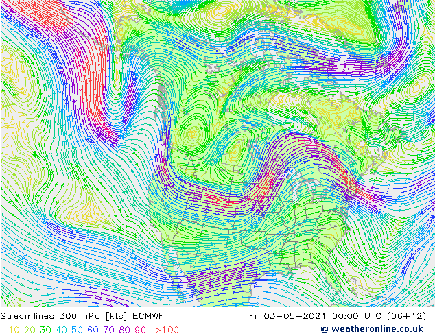 Streamlines 300 hPa ECMWF Fr 03.05.2024 00 UTC