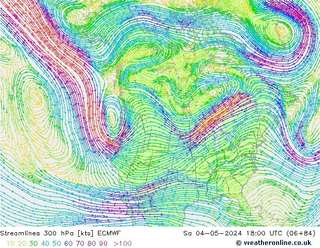 Stromlinien 300 hPa ECMWF Sa 04.05.2024 18 UTC