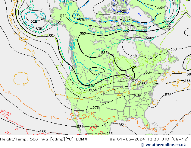 Z500/Rain (+SLP)/Z850 ECMWF mer 01.05.2024 18 UTC