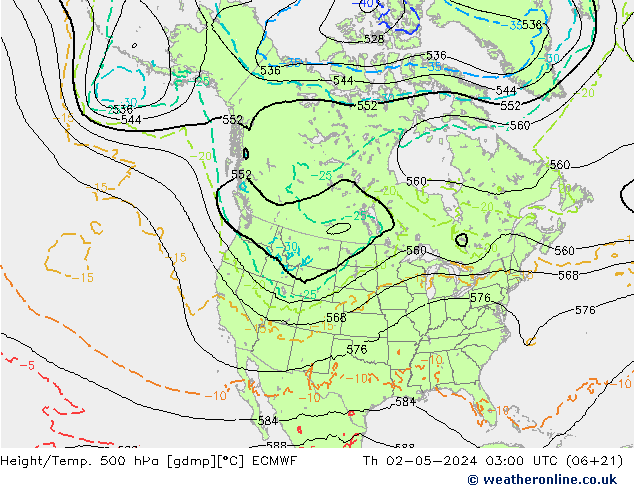 Height/Temp. 500 hPa ECMWF Do 02.05.2024 03 UTC