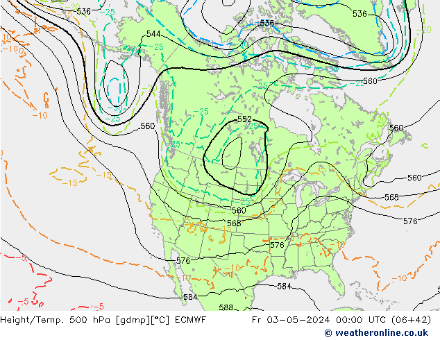 Z500/Rain (+SLP)/Z850 ECMWF ven 03.05.2024 00 UTC