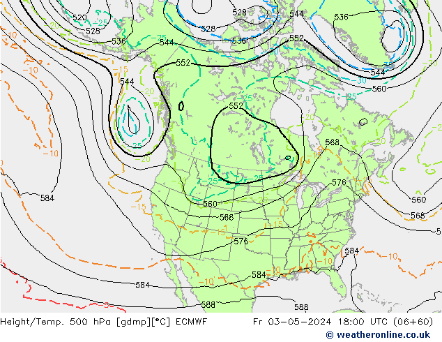 Z500/Rain (+SLP)/Z850 ECMWF Fr 03.05.2024 18 UTC