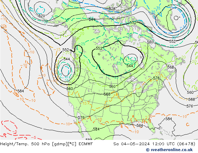 Z500/Rain (+SLP)/Z850 ECMWF Sa 04.05.2024 12 UTC