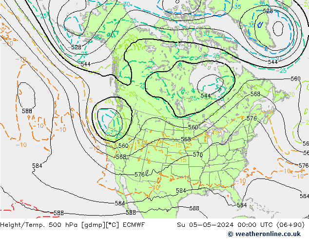 Height/Temp. 500 hPa ECMWF Su 05.05.2024 00 UTC