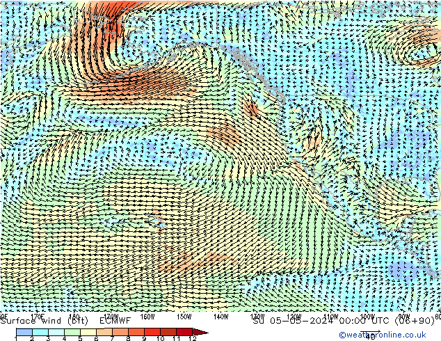 Wind 10 m (bft) ECMWF zo 05.05.2024 00 UTC