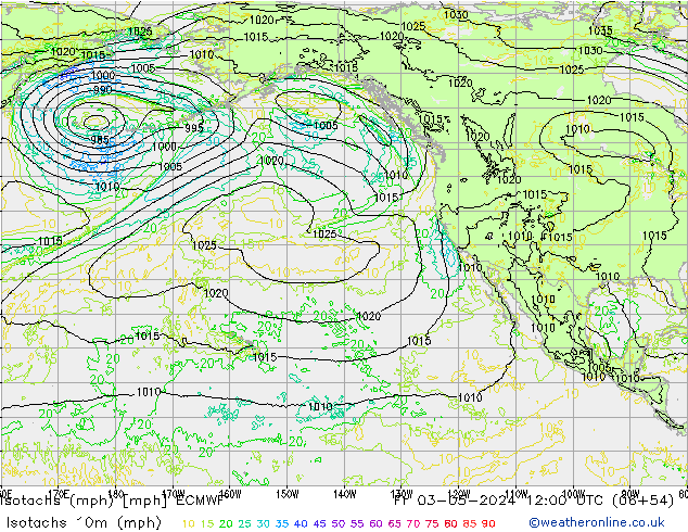 Isotachs (mph) ECMWF Fr 03.05.2024 12 UTC