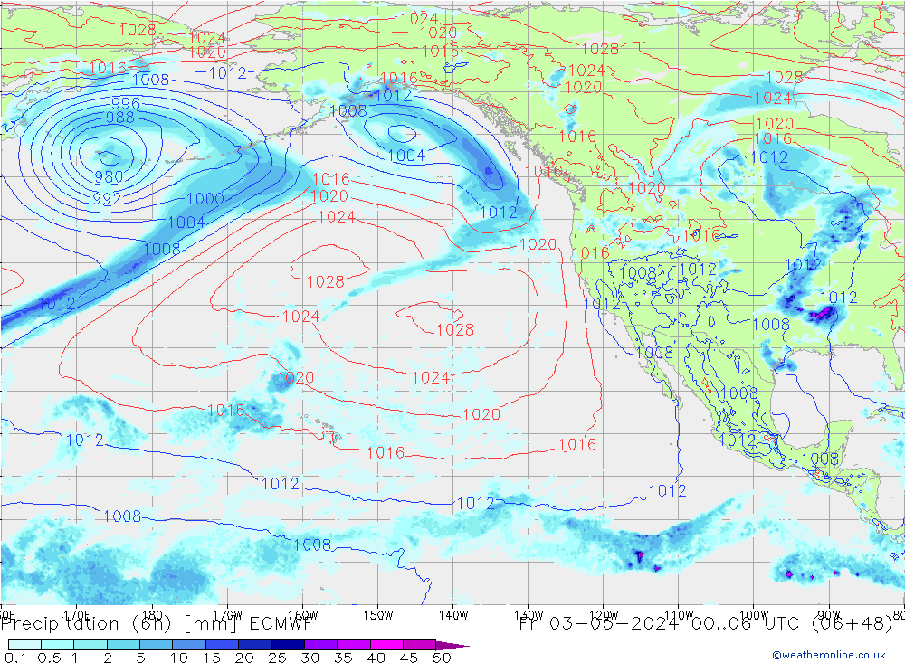 Z500/Rain (+SLP)/Z850 ECMWF Fr 03.05.2024 06 UTC