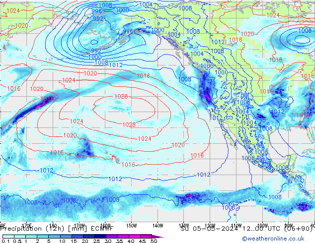 Totale neerslag (12h) ECMWF zo 05.05.2024 00 UTC