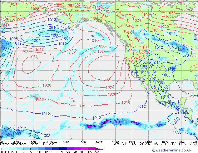 Precipitation ECMWF We 01.05.2024 09 UTC