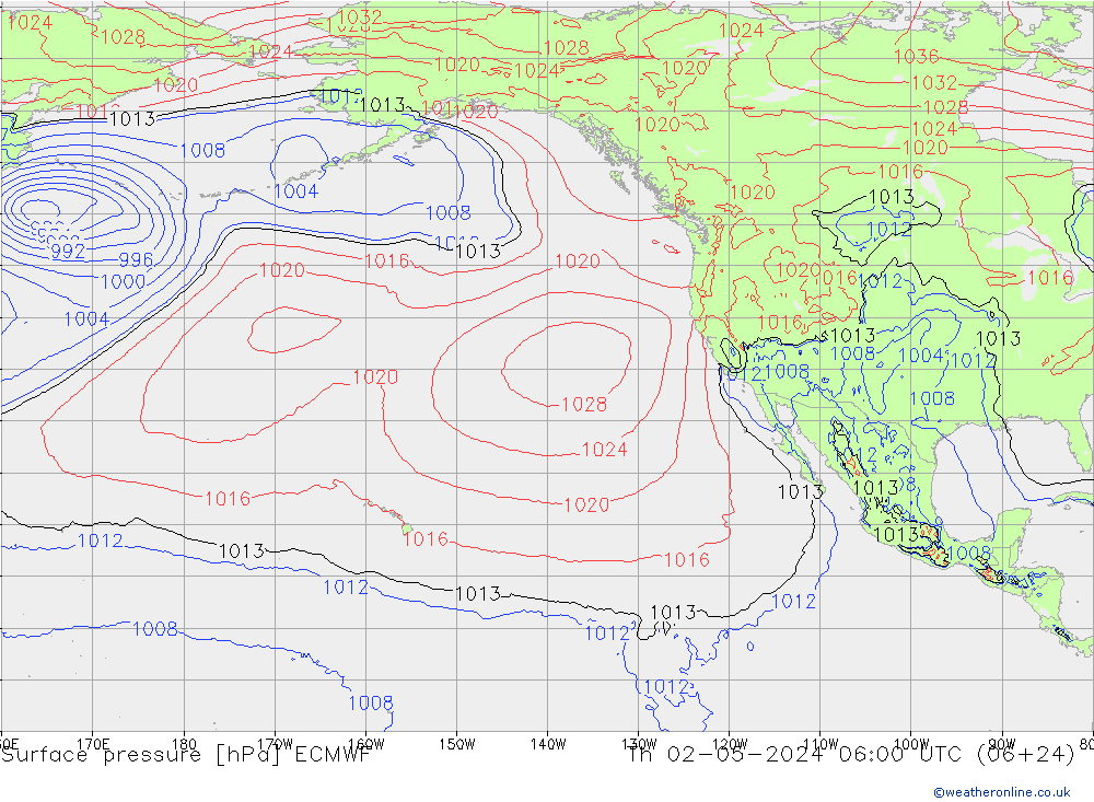 Surface pressure ECMWF Th 02.05.2024 06 UTC