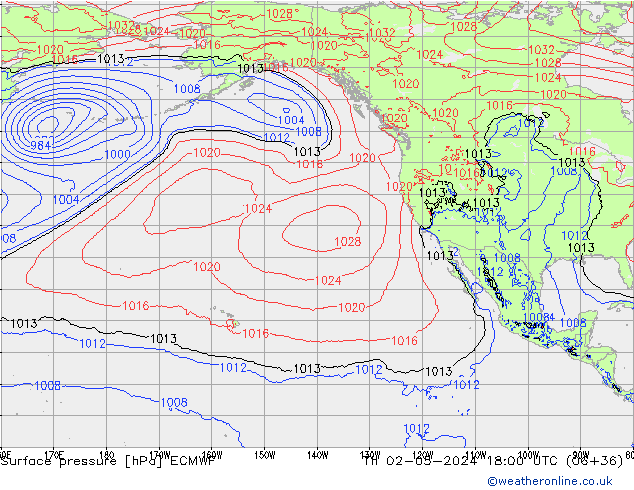 pressão do solo ECMWF Qui 02.05.2024 18 UTC