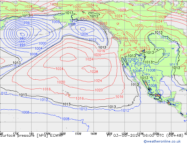 Pressione al suolo ECMWF ven 03.05.2024 06 UTC