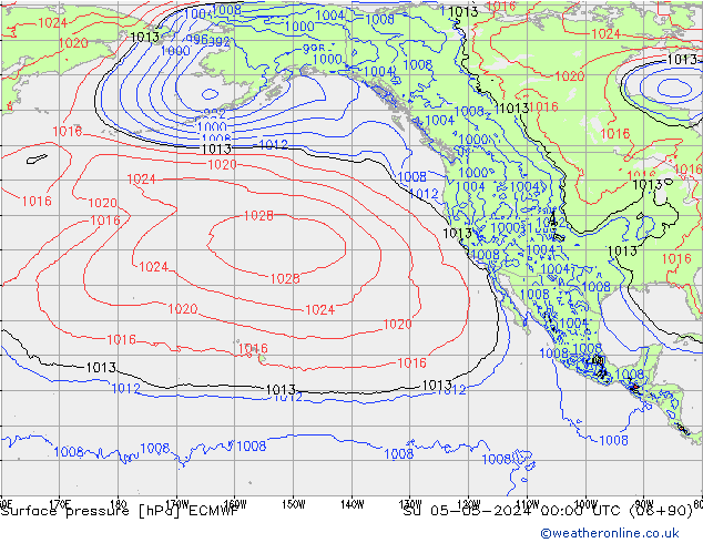 Yer basıncı ECMWF Paz 05.05.2024 00 UTC