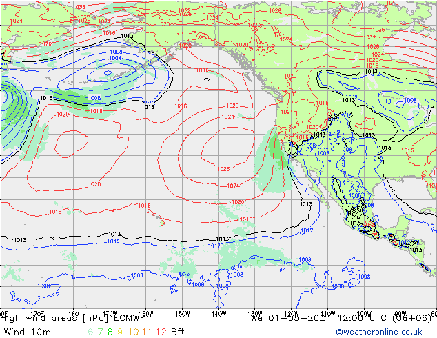 High wind areas ECMWF St 01.05.2024 12 UTC