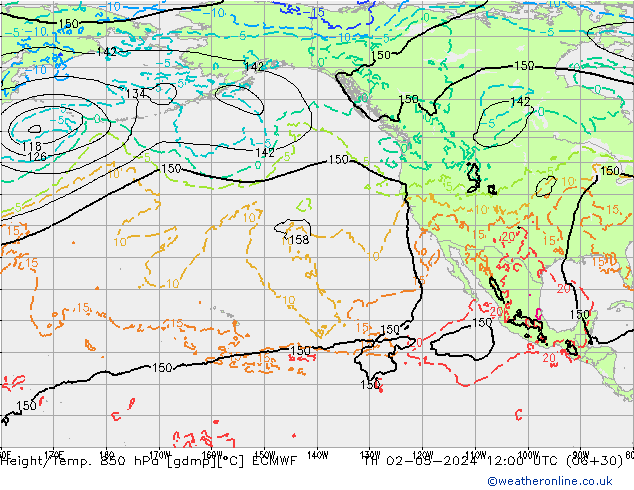 Z500/Rain (+SLP)/Z850 ECMWF jue 02.05.2024 12 UTC