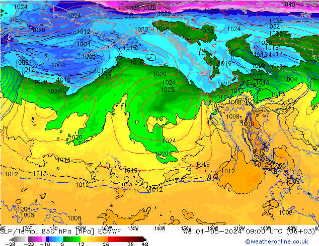 SLP/Temp. 850 hPa ECMWF We 01.05.2024 09 UTC