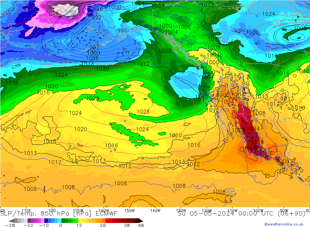 SLP/Temp. 850 hPa ECMWF zo 05.05.2024 00 UTC