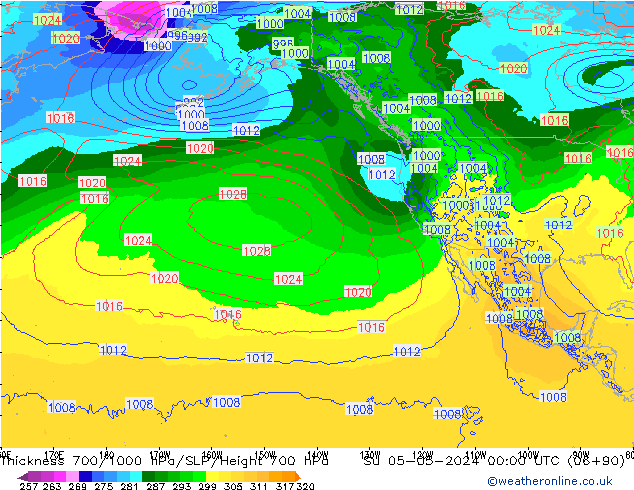 Dikte700-1000 hPa ECMWF zo 05.05.2024 00 UTC