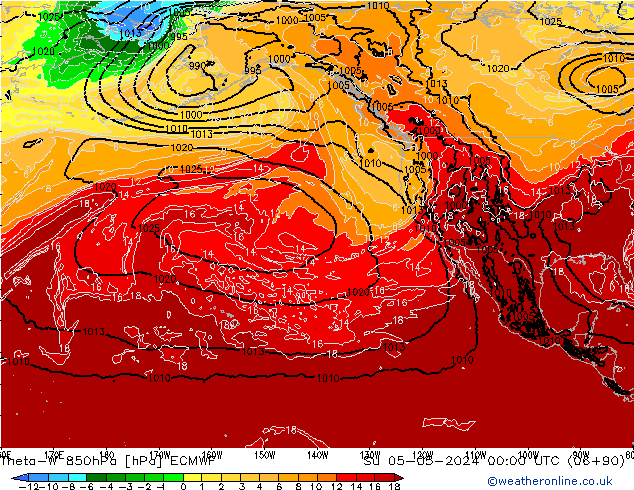 Theta-W 850hPa ECMWF So 05.05.2024 00 UTC