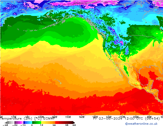 Temperature (2m) ECMWF Fr 03.05.2024 12 UTC