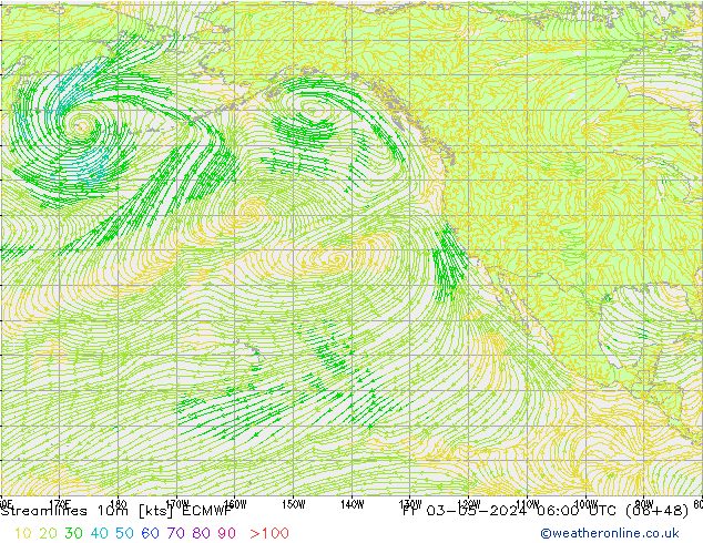 Streamlines 10m ECMWF Fr 03.05.2024 06 UTC