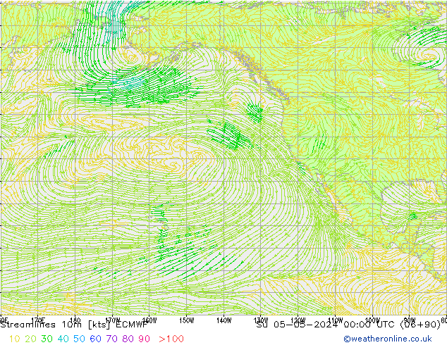 Stroomlijn 10m ECMWF zo 05.05.2024 00 UTC