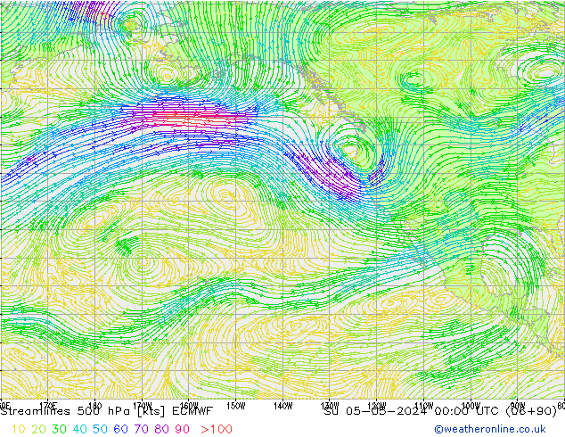 Stroomlijn 500 hPa ECMWF zo 05.05.2024 00 UTC