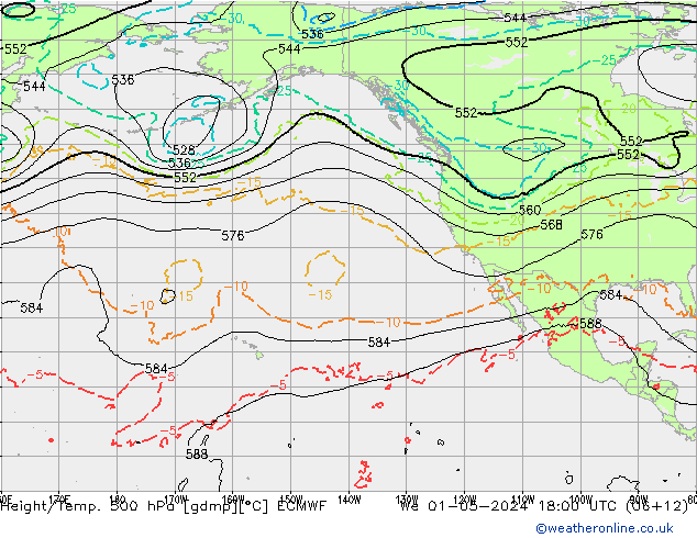 Z500/Rain (+SLP)/Z850 ECMWF We 01.05.2024 18 UTC