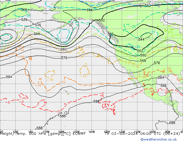 Height/Temp. 500 гПа ECMWF чт 02.05.2024 06 UTC