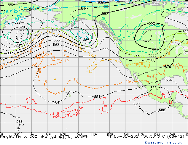 Z500/Rain (+SLP)/Z850 ECMWF пт 03.05.2024 00 UTC