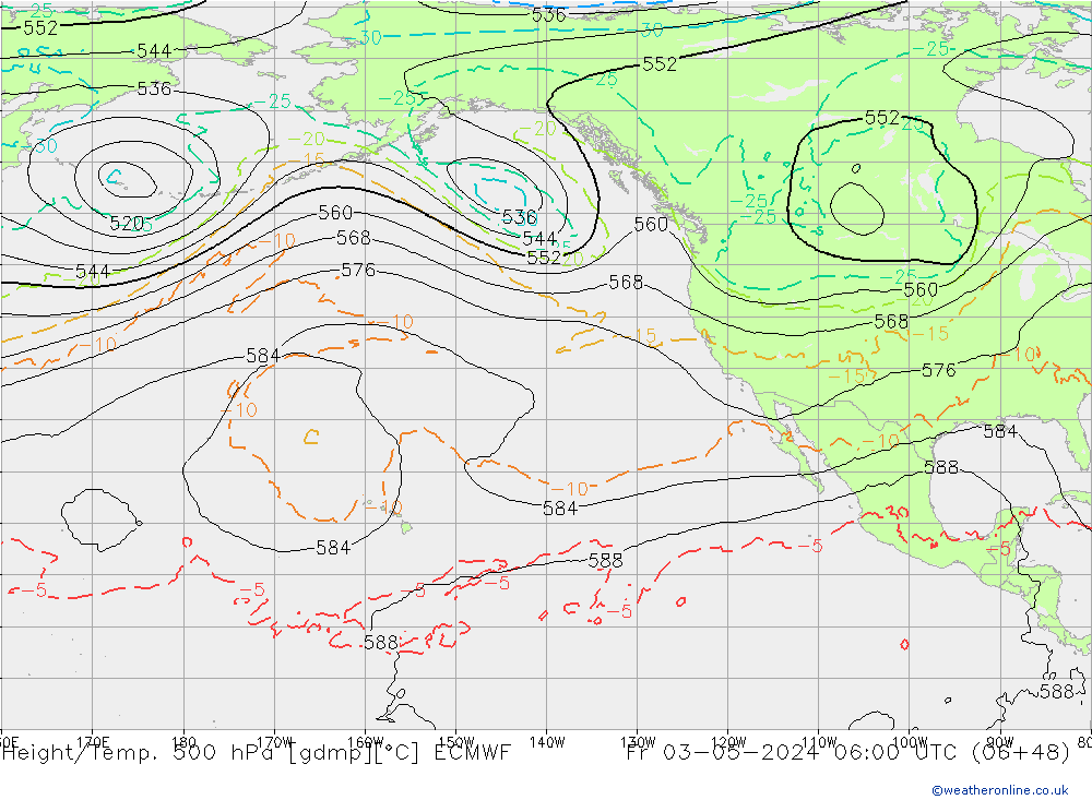 Z500/Rain (+SLP)/Z850 ECMWF Fr 03.05.2024 06 UTC