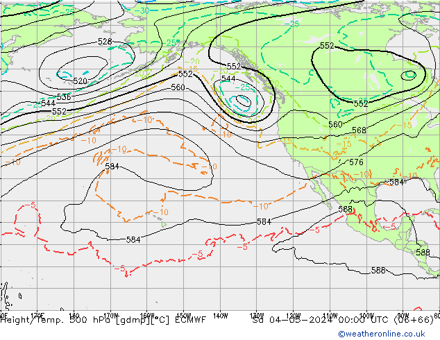 Z500/Rain (+SLP)/Z850 ECMWF  04.05.2024 00 UTC