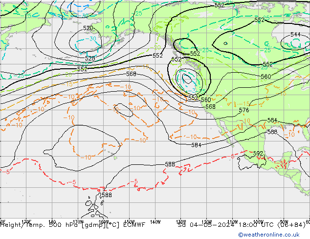 Z500/Yağmur (+YB)/Z850 ECMWF Cts 04.05.2024 18 UTC