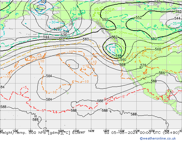 Hoogte/Temp. 500 hPa ECMWF zo 05.05.2024 00 UTC